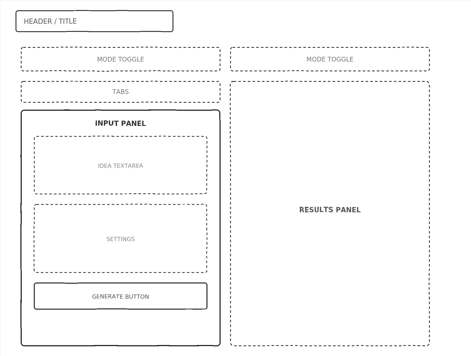 Early wireframe / layout sketch