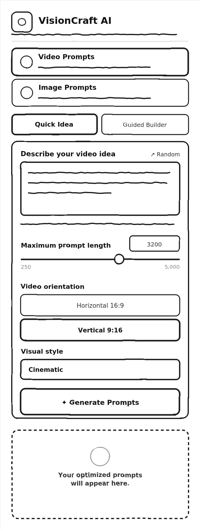 Idea entered, settings adjusted